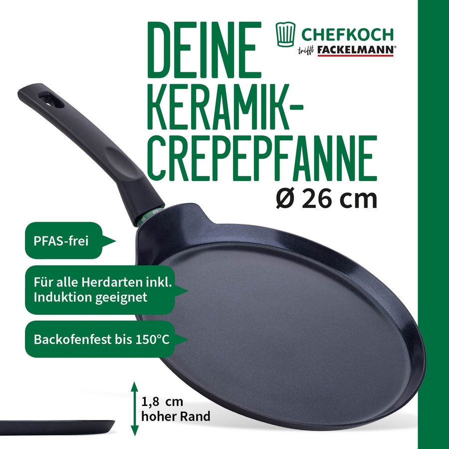 Fackelmann Crêpepfanne mit Keramikbeschichtung in Schwarz und Grün, Durchmesser: 26 cm - Bild 2