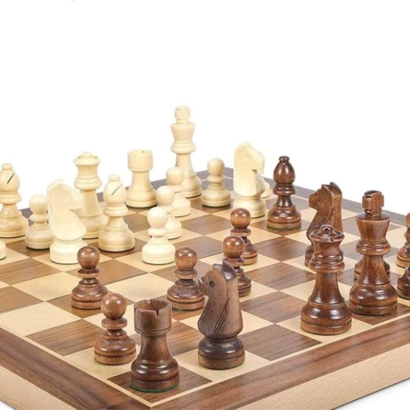 Yernea Schach- und Dame-Spiel, Holz, 2-in-1 Brettspiel - Bild 4