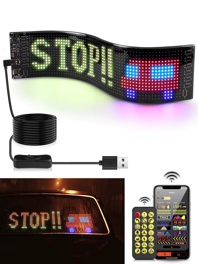 Flexibles USB LED Matrix Pixel Panel Display in RGB Multicolour für DIY Text- und Werbeanimationen, Schwarz - Bild 6