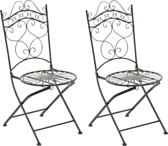 TPFGarden 2er Set Gartenstühle Indi in Bronze aus Metall mit geometrischem Design - Bild 1