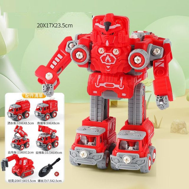 Kidsly 5 in 1 Zerlegbare Roboter-LKW-Fahrzeuge, DIY-Bau-LKW-Spielzeug, Grau, ab 3 Jahre - Bild 1