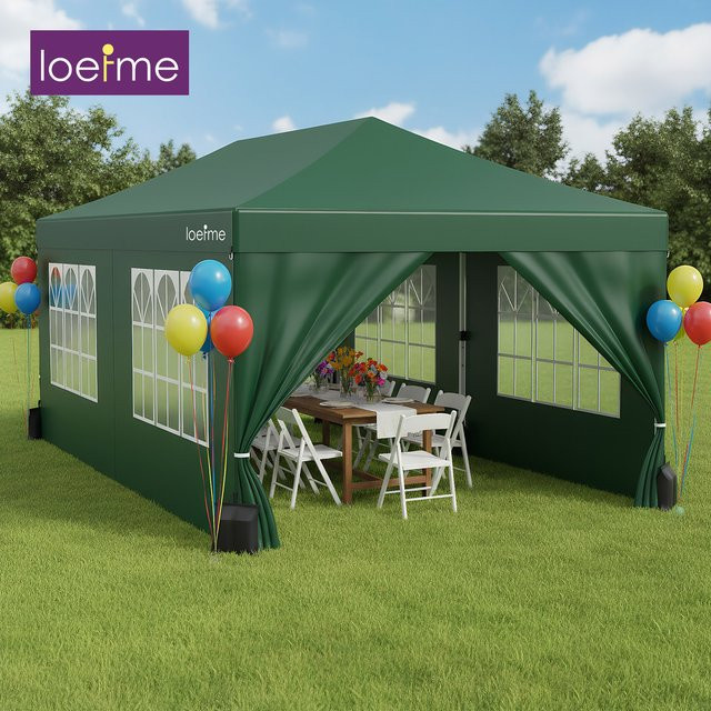 Loefme Tragbares Partyzelt in Grün mit UV-Schutz und Windbeständigkeit, B/T: 6 x 3 m - Bild 1