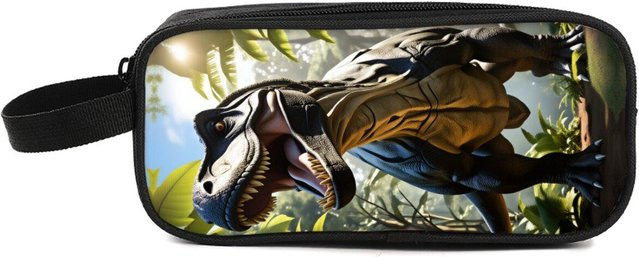 Doppellagriges Federmäppchen von Fancy Style Studio mit Dinosaurier-Print in Multicolour für Kinder - Bild 1