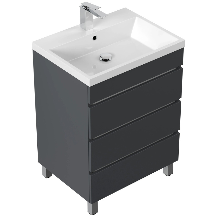 Posseik Stand-Badmöbel Fellini 60 in Eiche Gold mit 3 grifflosen Schubladen und SoftClose, B/T/H: 60 x 45,7 x 79,5 cm - Bild 2