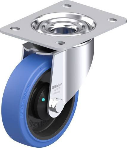 Blickle Stahlblech-Lenkrolle LK-POEV 125KAD-3-SB in Schwarz und Blau mit 125 mm Rad-Durchmesser und einer Tragfähigkeit von 250 kg - Bild 1