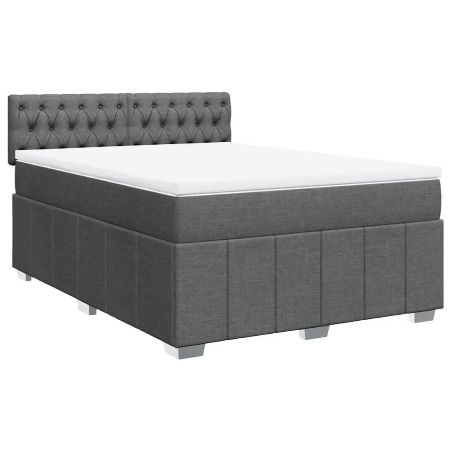 vidaXL Boxspringbett mit Matratze in Dunkelgrau, Hybridbett mit USB-Ladeport und Unterbettbeleuchtung, B/T: 140 x 190 cm - Bild 2