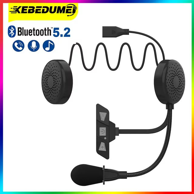 Kebidumei Motorrad Bluetooth 5.2 Helm Headset in Schwarz mit Noise Reduction und Mikrofon für Stereo Musik und Freisprecheinrichtung - Bild 1