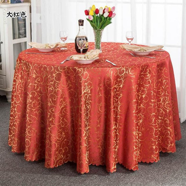 Runde Hotel-Tischdecke von JMG Household Supplies mit goldenem Blumenmuster aus Jacquard-Polyester, Durchmesser: 240 cm - Bild 1