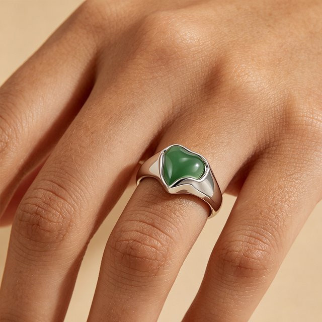 amofa Edelstahlring, Türkis, Vintage, Silber - Bild 1