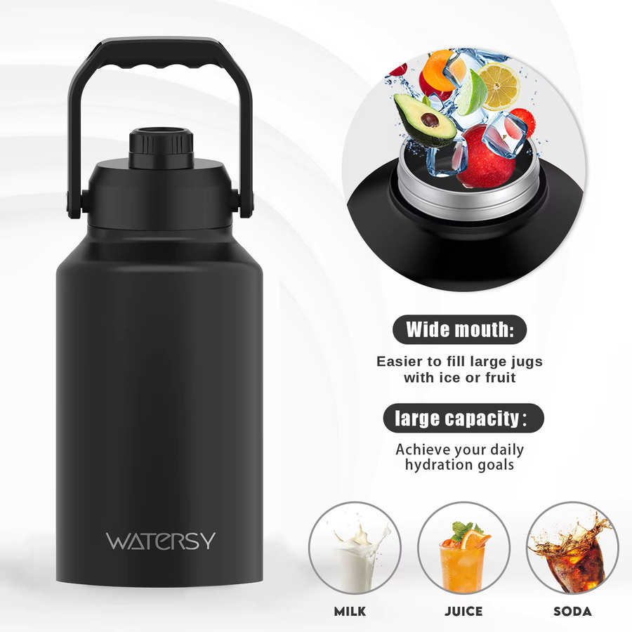 WATERSY Isolierte Edelstahl Thermoskanne aus Edelstahl, 2,5 l, Farbe: Green/Black - Bild 2