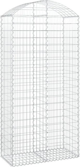 vidaXL Gabione mit Hochbogen aus verzinktem Eisen in Silber, B/T/H: 100 x 50 x 200/220 cm - Bild 1