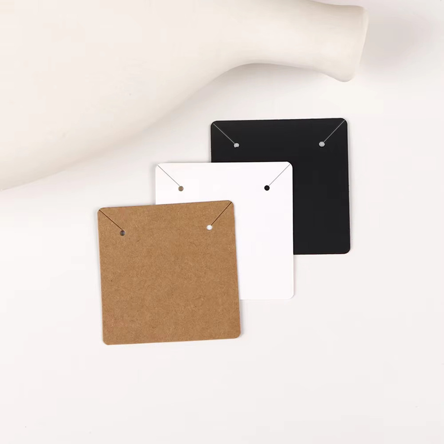 TRYTRYSEE Schmuck-Display Karten aus Kraftpapier für Halsketten, 50 Stück, Braun, B x H: 5 x 5 cm - Bild 2