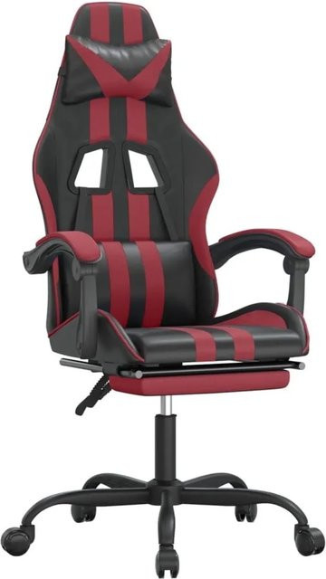 vidaXL Gaming-Stuhl mit Fußstütze und Kopfstütze, drehbar, Schwarz & Weinrot, Kunstleder - Bild 1