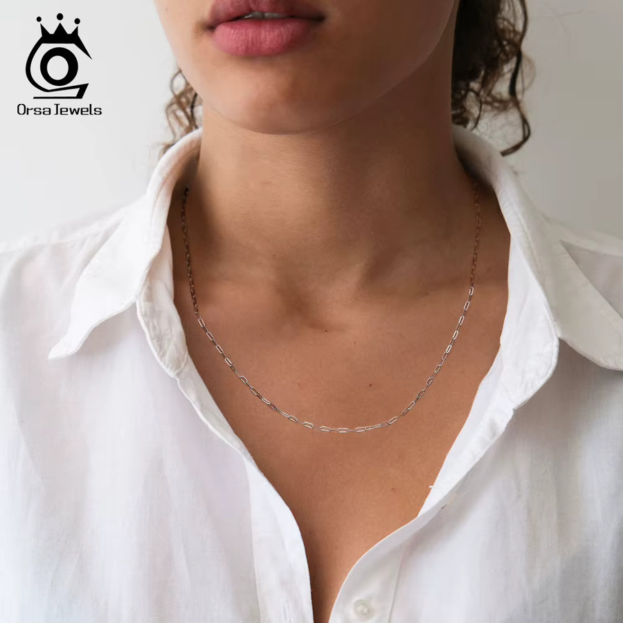 ORSA JEWELS Büroklammer Halskette, 925 Silber, Gold, Damen - Bild 2