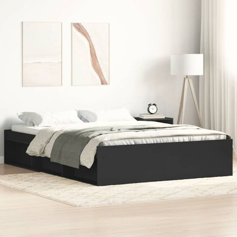 Modernes Bettgestell Vidaxl aus Kiefer in Schwarz B/T/H: 135 x 190 cm - Bild 1