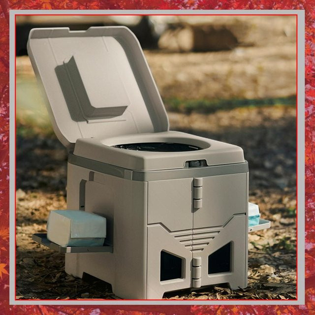 Tragbare Klapp-Toilette für Camping und Outdoor von APWIKOGER in Sand, bis 150 kg Tragfähigkeit - Bild 1
