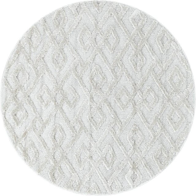 Ayyildiz Hochflorteppich Pisa in Creme, runder Teppich im skandinavischen Stil, Durchmesser: 160 cm - Bild 1