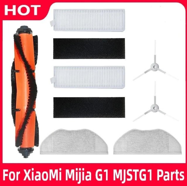 QIXIAO Zubehör-Set für Xiaomi Mi Robot Vacuum-Mop Essential Mijia G1: Hauptbürste, HEPA-Filter und Wischtücher aus Kunststoff - Bild 1
