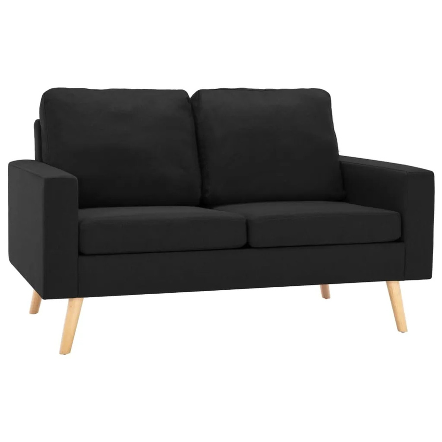 vidaXL 2-Sitzer-Sofa Modell 3 in Schwarz aus Stoff mit Holzrahmen, Breite: 130,0 cm, Höhe: 76,0 cm, Tiefe: 82,5 cm - Bild 2