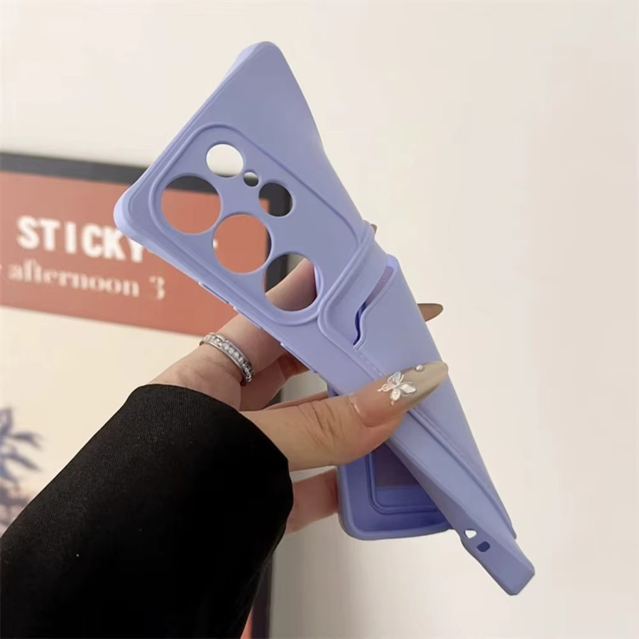 Luxuriöse Silikon Handyhülle mit Kartenhalter für Samsung Galaxy S26 S25 S24 S23 S22 S21 Ultra Plus in Schwarz - Bild 1