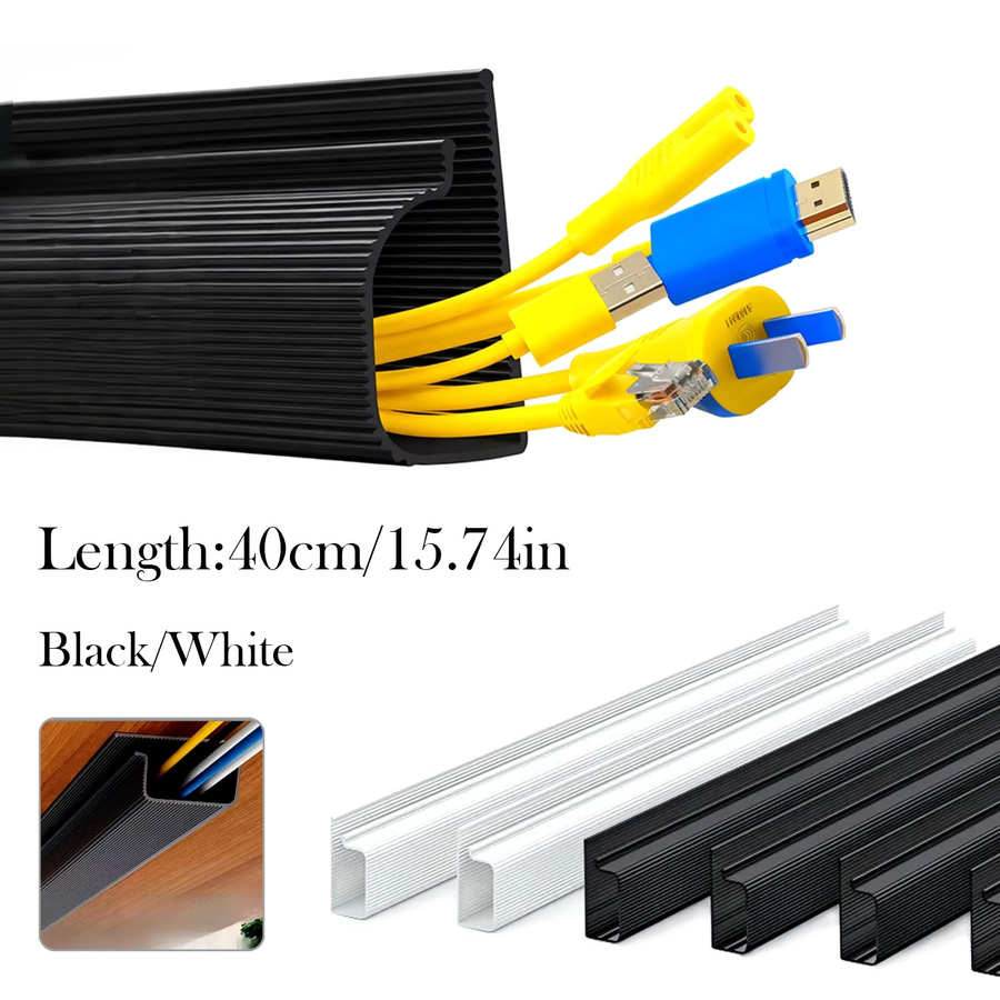 Schreibtisch-Kabel-Organizer Set zur Kabelmanagement-Lösung ohne Bohren, weiß und schwarz - Bild 3