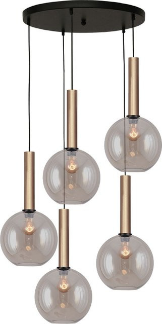 Masterlight Bella 2 Pendelleuchte 5-flammig rund in Gold und Glas Fumé-Gold matt - Bild 1