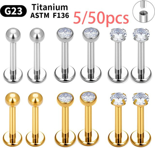 ihera Piercing Labret Lippenstecker, Titan, Silber, Unisex - Bild 1
