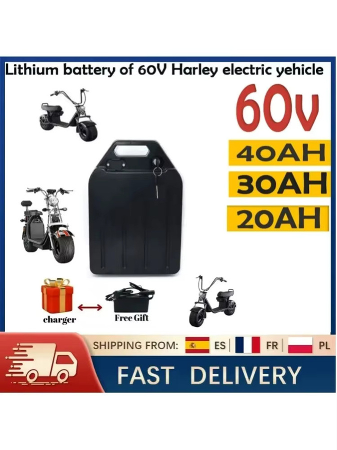 Lithium-Akkupack für Harley 60V 40Ah, 18650 Lithium-Ionen-Akku in Schwarz, geeignet für Motoren bis 3000W - Bild 6