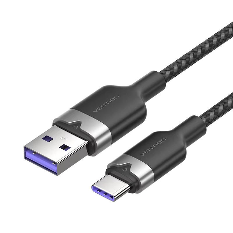 Vention USB-C Ladekabel 100 W, 6A Schnellladekabel in Schwarz - Bild 4