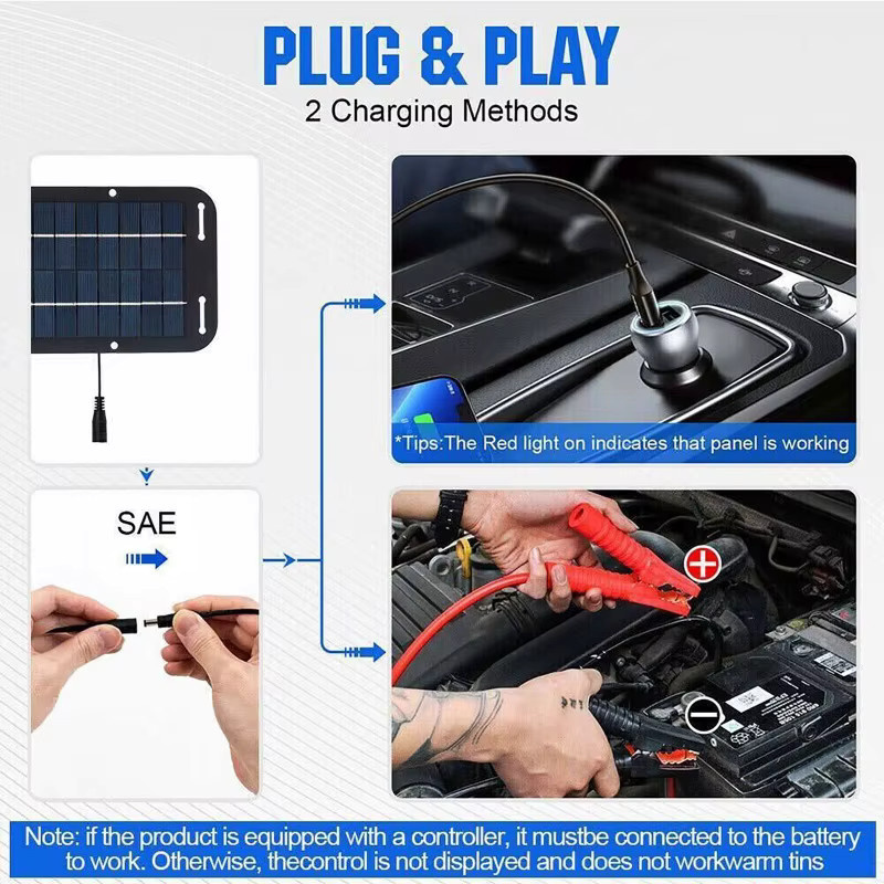 Luxuglow Tragbares 12V Solarpanel-Ladegerät aus polykristallinem Material für Wohnmobile, Transporter und Boote - Bild 5
