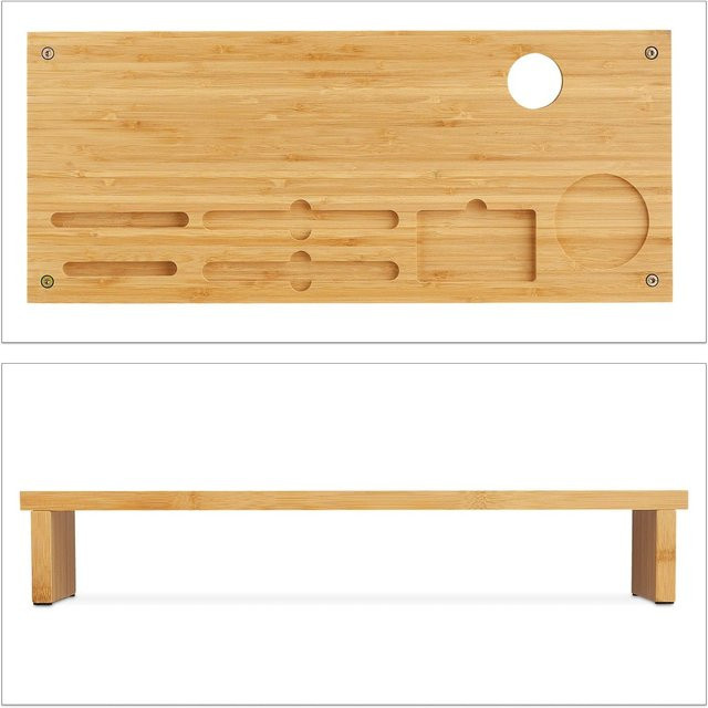 Relaxdays Monitorständer aus Bambus in Natur, ergonomisch, B/T/H: 54 x 23 x 9 cm - Bild 1