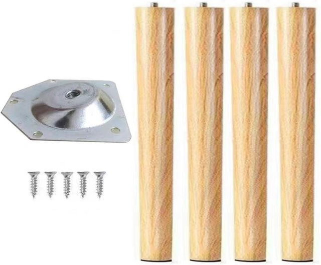 4er-Set Möbelbeine von dashiyes00w in Braun, Schräg- und Vertikalstil aus Holz und Stahl, Höhe: 30 cm bis 60 cm - Bild 1