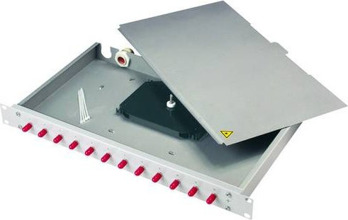 Telegärtner Rangierverteiler BASIS eco 1HE mit 12x SCD in Türkis und Silber - Bild 1