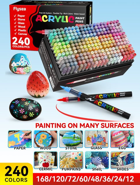 Set mit 36 flüssigen Acrylfarben-Markern in Multicolour für Kunstzeichnungen, DIY-Bastelarbeiten und Schulbedarf - Bild 1
