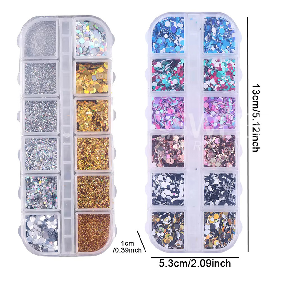 SWEET TREND Nagelglitzer, runde Pailletten, holografisches Gold und Silber, Glänzend - Bild 3