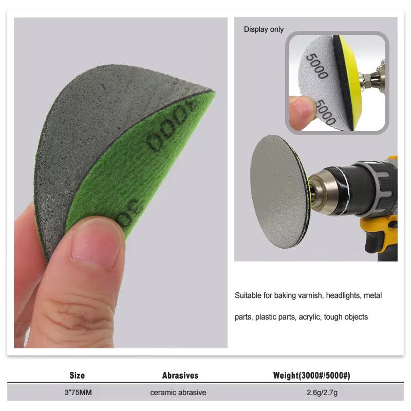 3M Trizact Hookit Schaumscheiben Set für Nass- und Trockenschleifen, 10 Stück, Körnung 3000/5000, Durchmesser: 75 mm - Bild 6