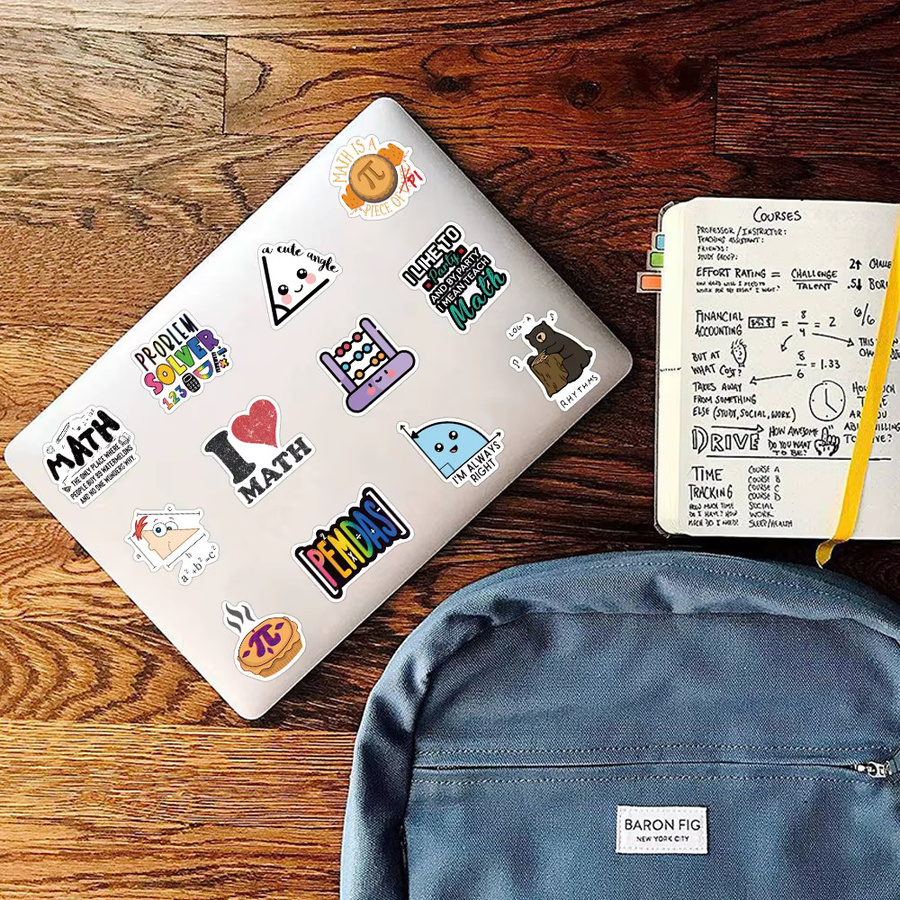 50 Stück Cartoon Mathematik Graffiti Aufkleber in Multicolour zur Dekoration von Tagebuch, Notebook und Gepäck - Bild 3