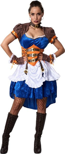 tectake Frauenkostüm Steampunk Abenteurerin, Fantasy, Blau - Bild 1