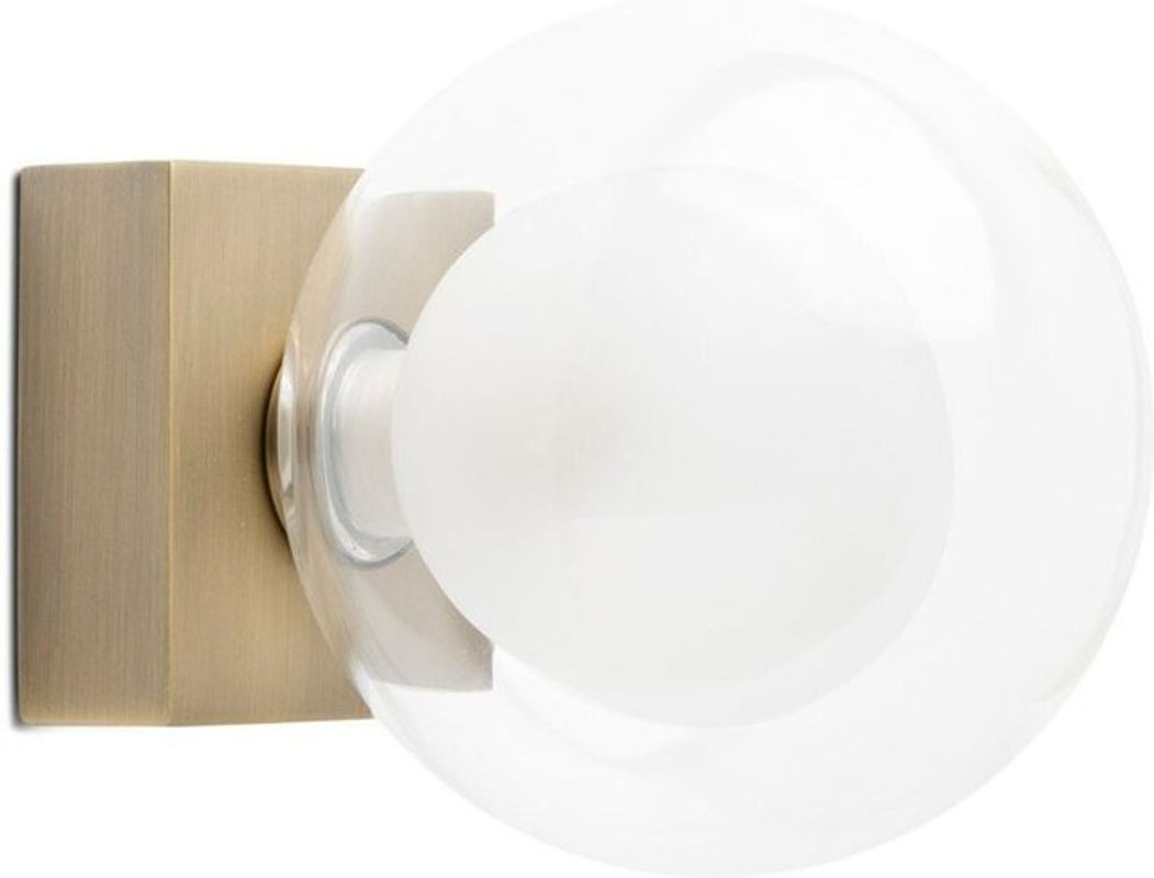 Faro Barcelona Perla Applique Wandleuchte in Altgold und Glas mit geometrischem Design - Bild 1