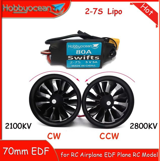 Hobbyocean EDF-Motor 70mm 12-Blätter, RC-Modell EDF-Flugzeugteile - Bild 1