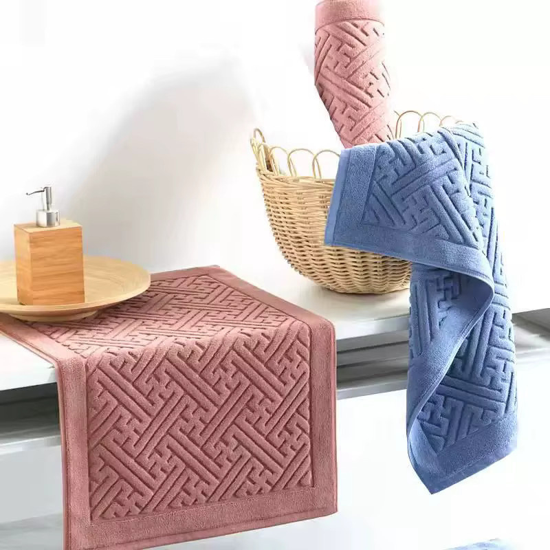 EGW Badematte aus 100% Baumwolle mit blauem Jacquard-Blumenmuster, rutschfest und wasserabsorbierend, B/T: 70 x 45 cm - Bild 3