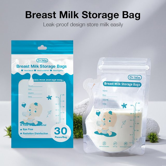 MAMIJOY Muttermilch-Aufbewahrungsbeutel Einweg-Gefrierbeutel BPA-frei, 250 ml, 30 Stück, transparent - Bild 1