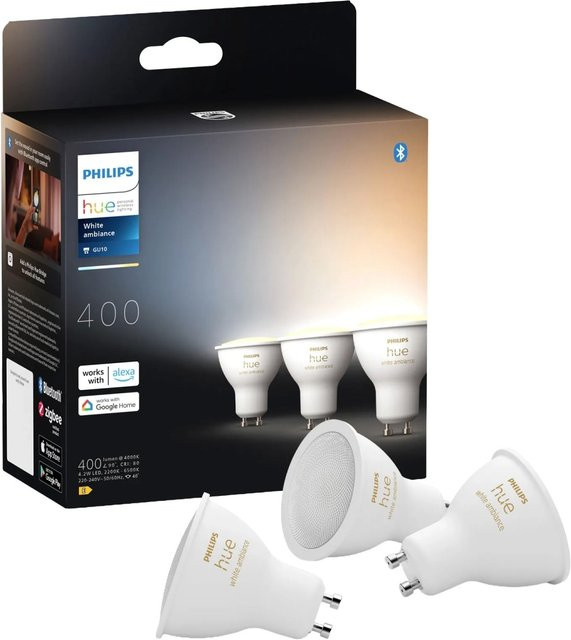 Philips Hue White Ambiance GU10 LED-Leuchtmittel 3er-Set, 400 lm - Bild 1