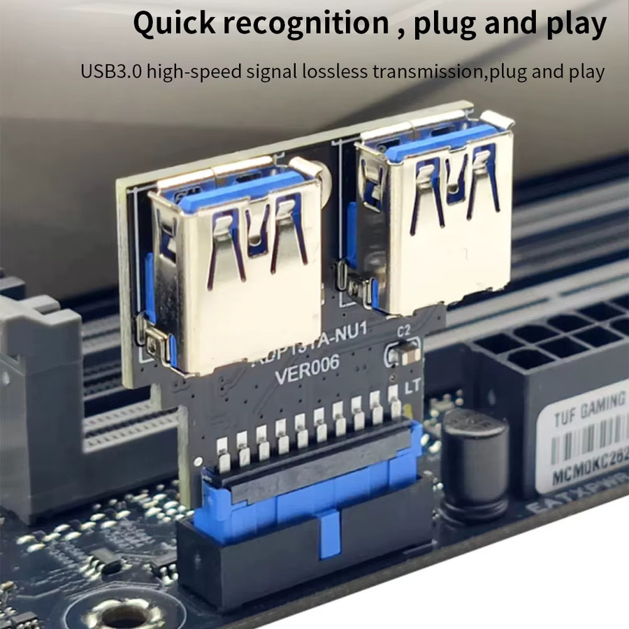 TISHRIC 19Pin zu Typ-C USB 3.0 Konverter Interner Header zu USB 3.1/3.2 Typ C Adapter für PC Motherboard Stecker Riser - Bild 3