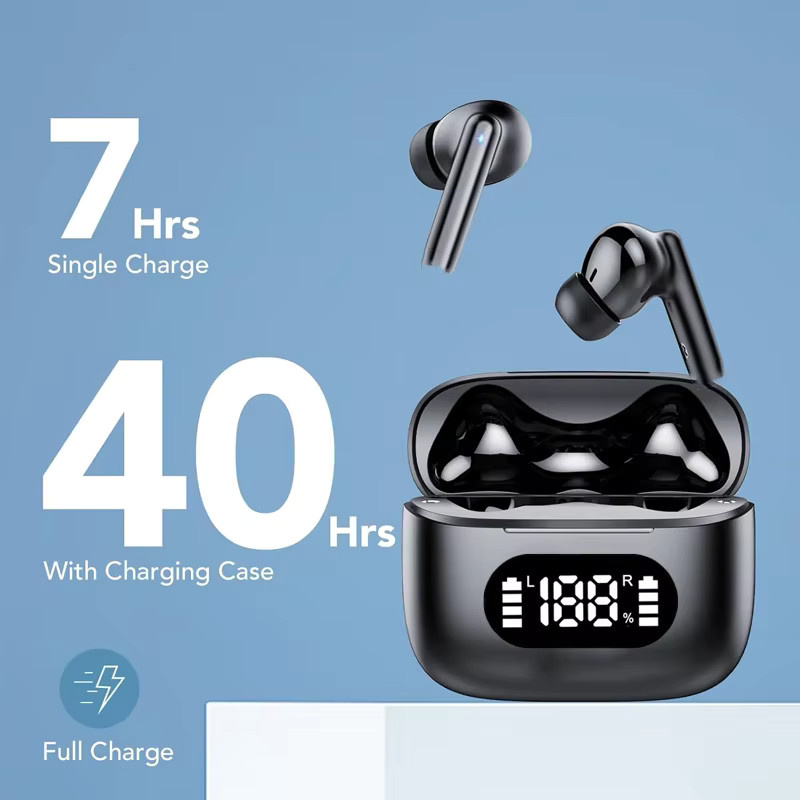 UYUXIO TWS Kabellose In-Ear Stereo-Kopfhörer mit Bluetooth 5.4 und LED-Leistungsanzeige, Wasserdicht, für Sport und Gaming, in Schwarz oder Weiß - Bild 3