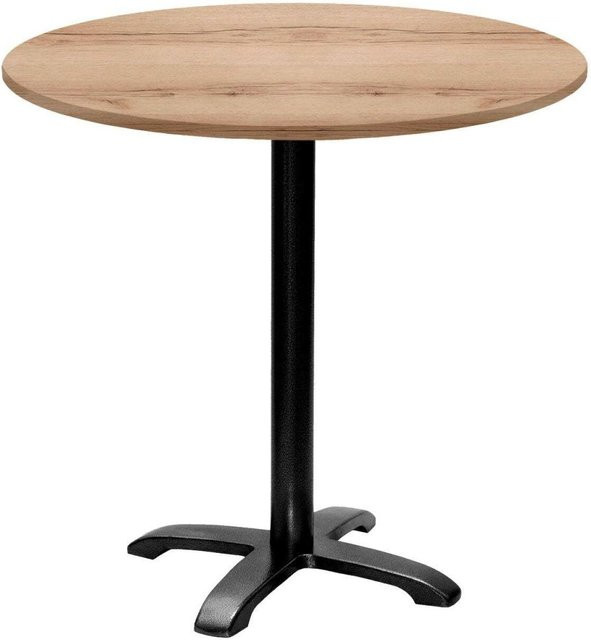 RestooTab Tisch Bazila rund, Eiche Natur und Schwarz, Höhe: 74 cm, Durchmesser: 80 cm - Bild 1