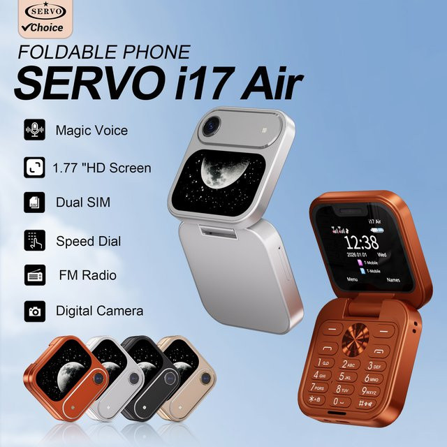 SERVO I17 Air Mini Klapp-Handy mit 1,77 Zoll Display, 2G GSM, Dual-SIM, Silver - Bild 1