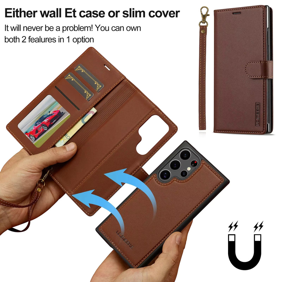 Magnetische Leder-Flip-Wallet Tasche für Samsung Galaxy S26 S25 S24 S23 S22 S21 Ultra Plus FE in Braun - Bild 5