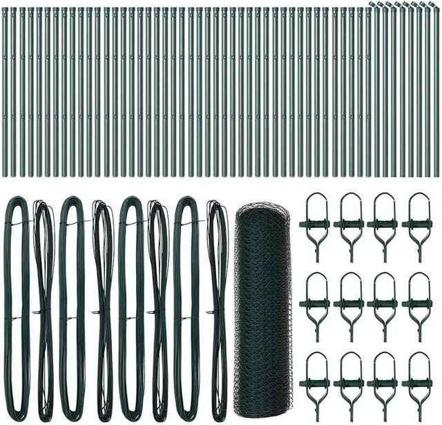 vidaXL Zaunpfosten aus Stahl und PVC in Grün, Höhe: 100 cm, Breite: 0,8 cm - Bild 1