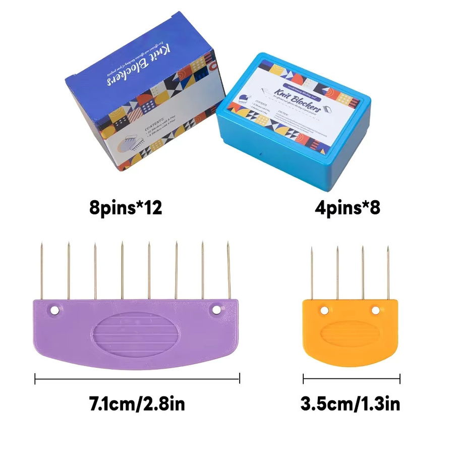 20-teiliges Premium-Strickblocker-Set aus Edelstahl in Weiß und Multicolour mit Kämmen und Matten für dein DIY-Strick- und Häkelzubehör - Bild 2